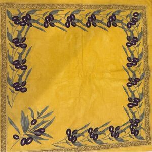 Vent de sud French linens gold yellow cotton olive print napkin set of 7